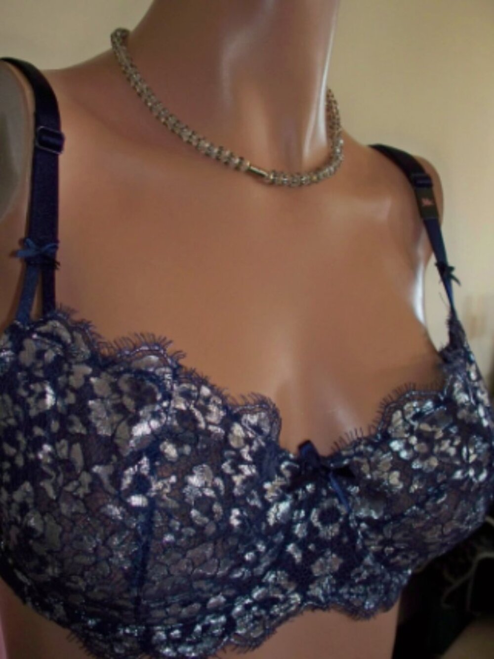 VS Dream Angels 34B Navy & Silver Push-Up Without Padding Bra